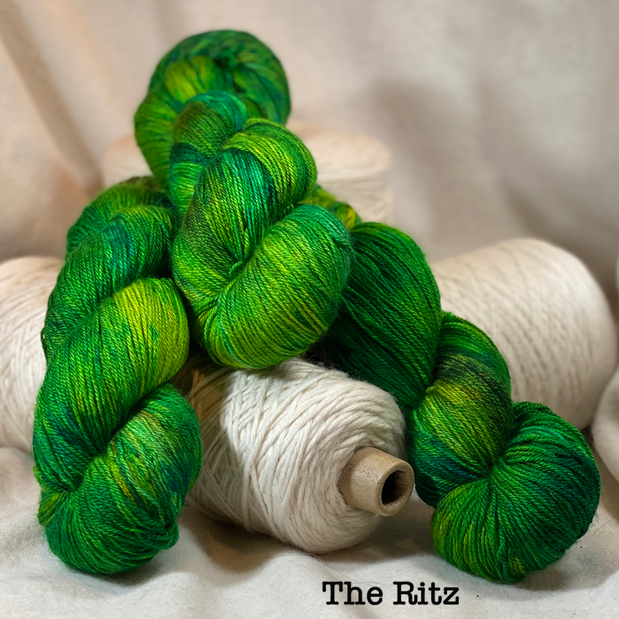 Gala  70% BFL Wool, 20% Silk, 10% Cashmere. 438 Yards US 1-3 Needle