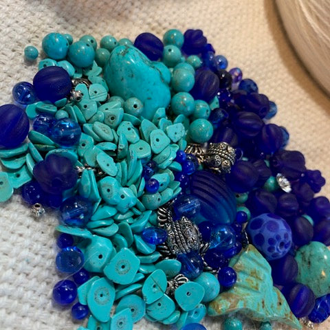 Teal and Cobalt Blue Bead Mix - 5.32oz