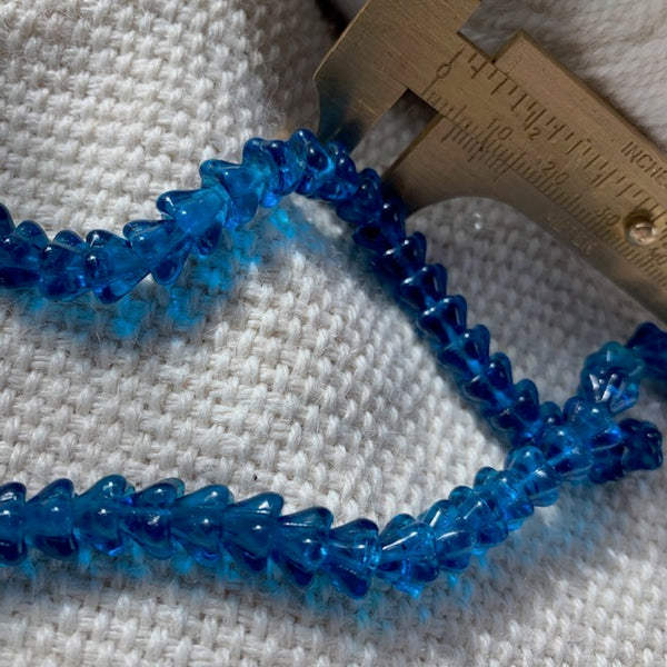 Glass Bell Flower Beads - Capri Blue