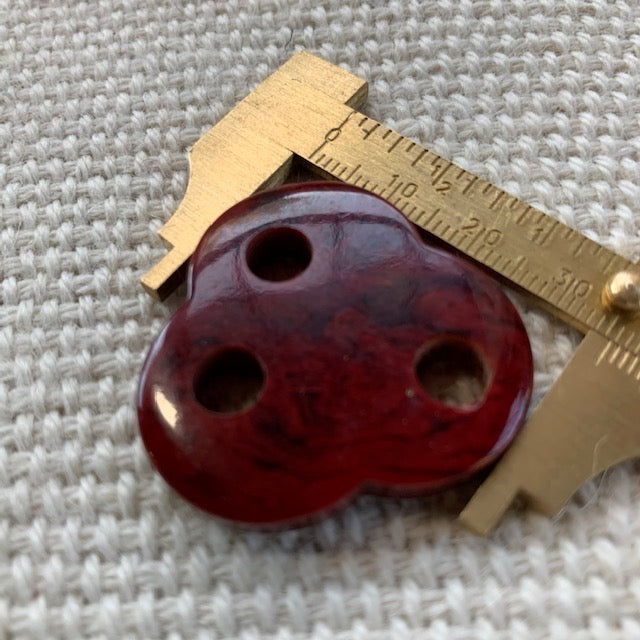Vintage VSL Bakelite Red Marbled 3 Hole Connector Bead 33mm