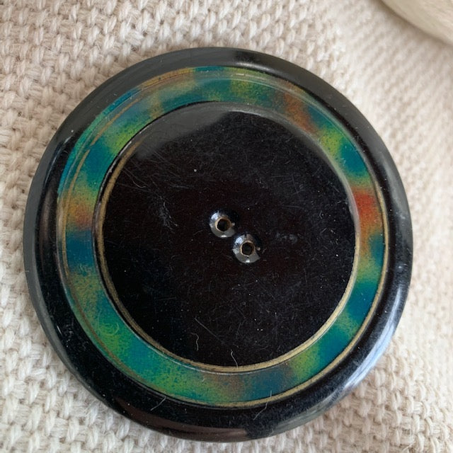 Big Round Green and Black Button 6.5mm