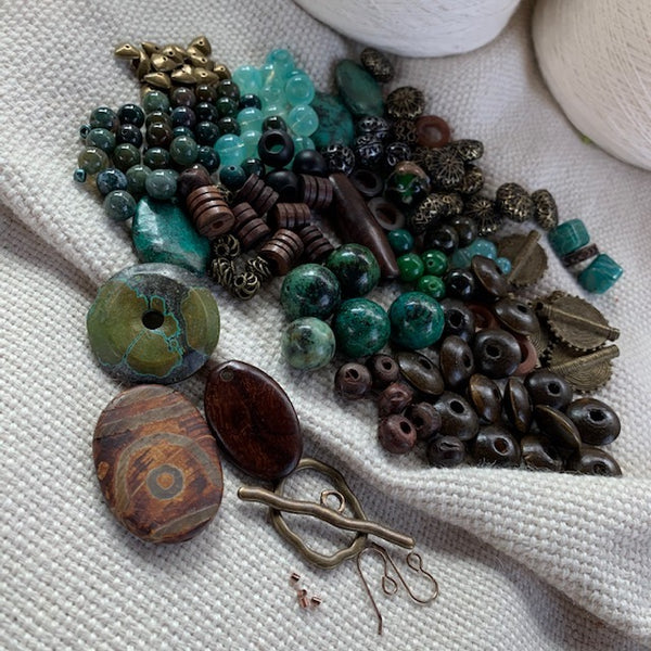 Earthy Bead Mix with Brass Findings - 11.39 oz.