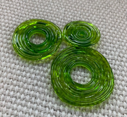 Green Glass Lampwork Disc Beads